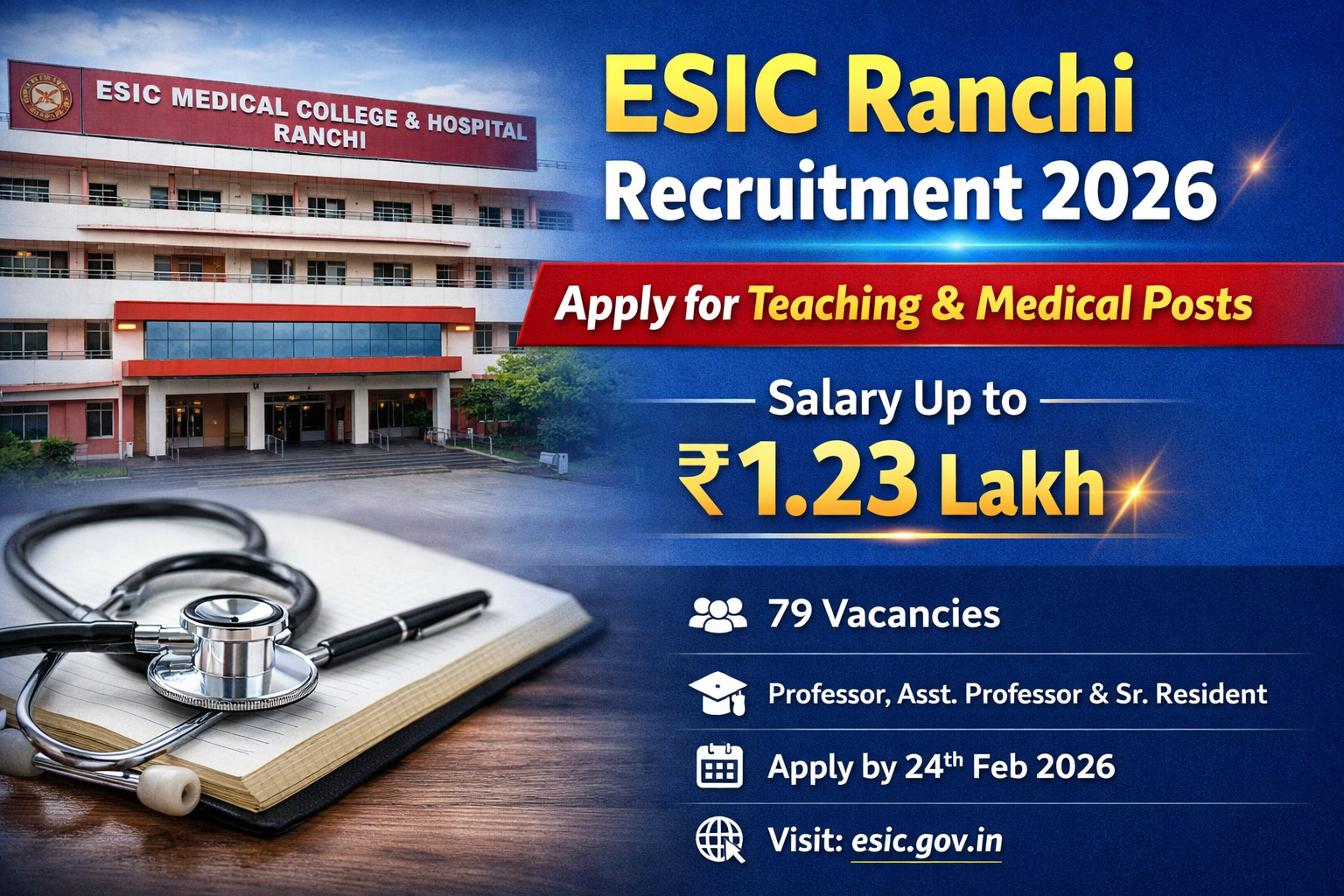 ESIC Ranchi Recruitment 2026