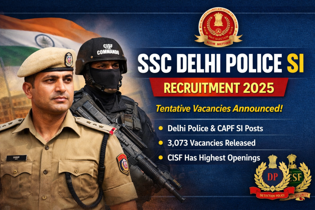 Capf Si Pop Command SSC Delhi Police SI& CAPF SI 2026 Tentative Vacancies Released - Job ...