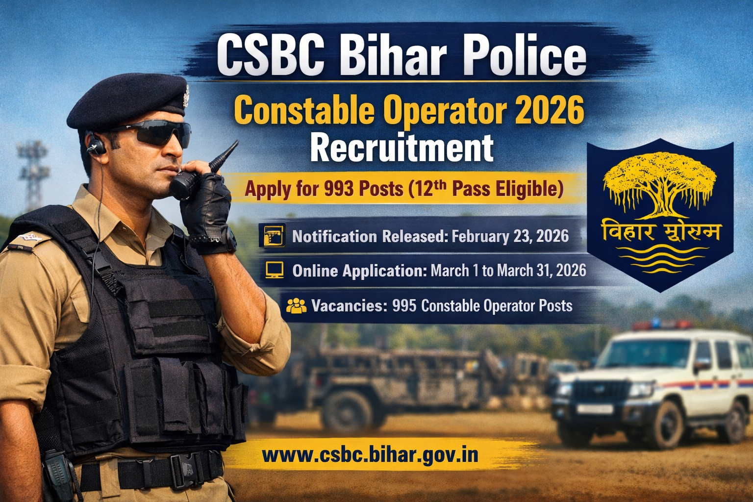 CSBC Bihar Police Constable Operator 2026