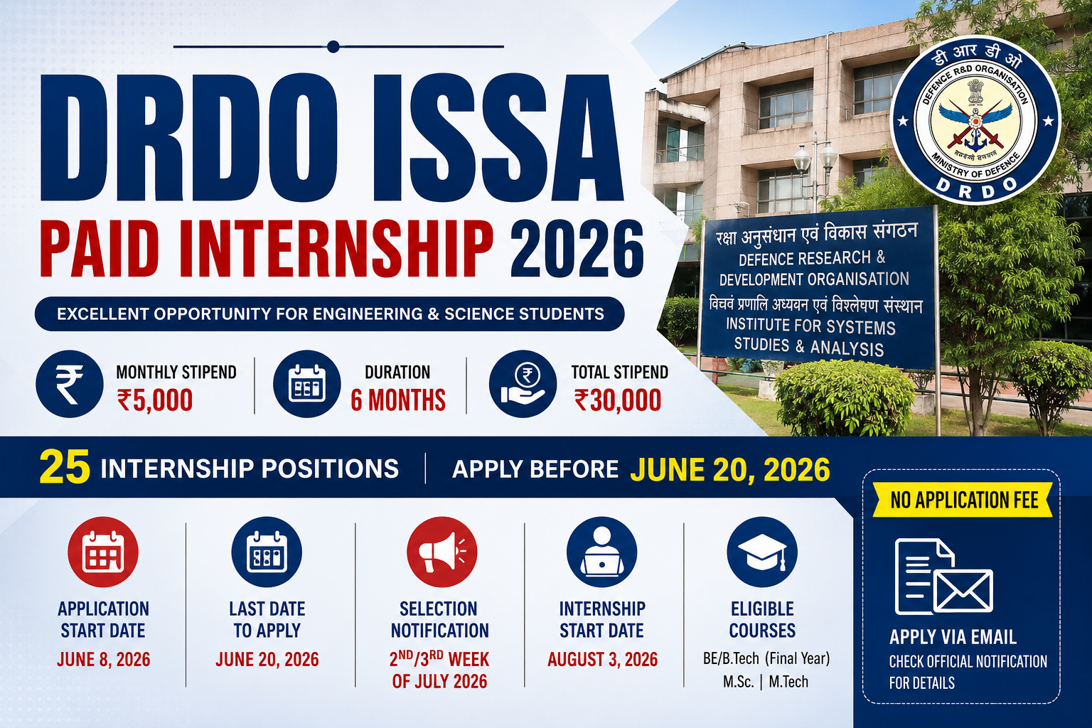 DRDO ISSA Paid Internship 2026