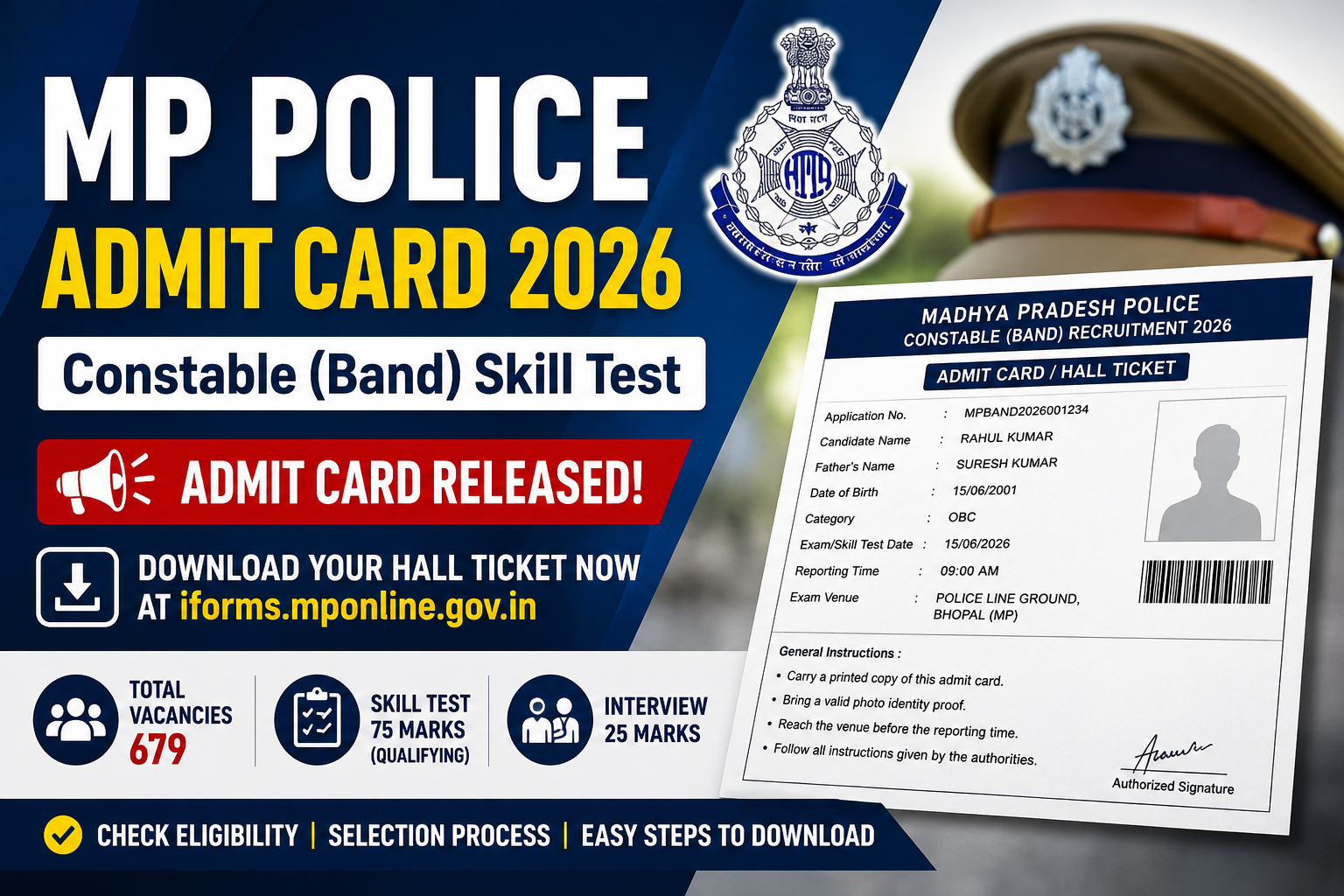 MP Police Admit Card 2026