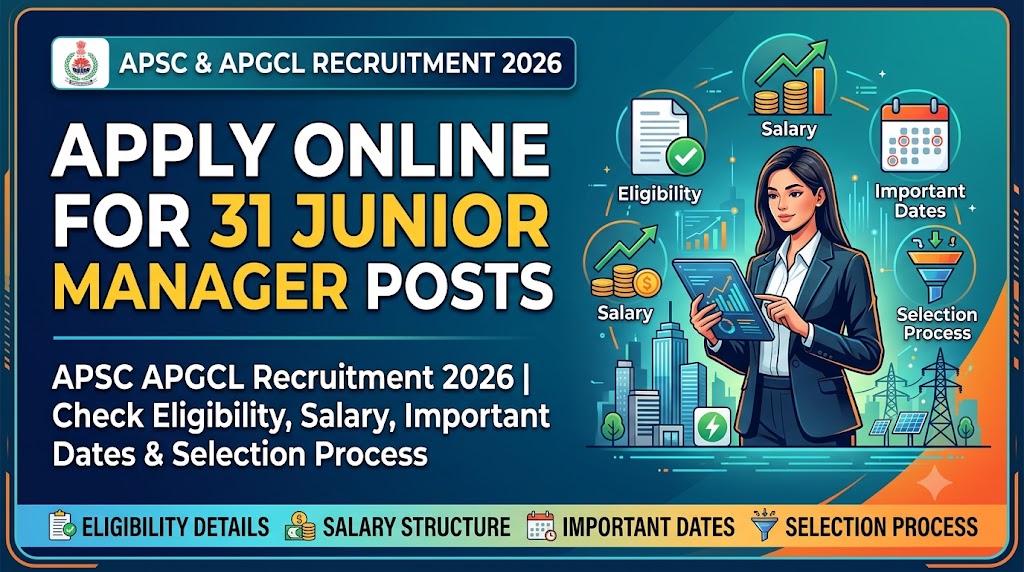 APSC APGCL Recruitment 2026: Apply Online for 31 Junior Manager Posts, Check Eligibility, Salary, Important Dates & Selection Process