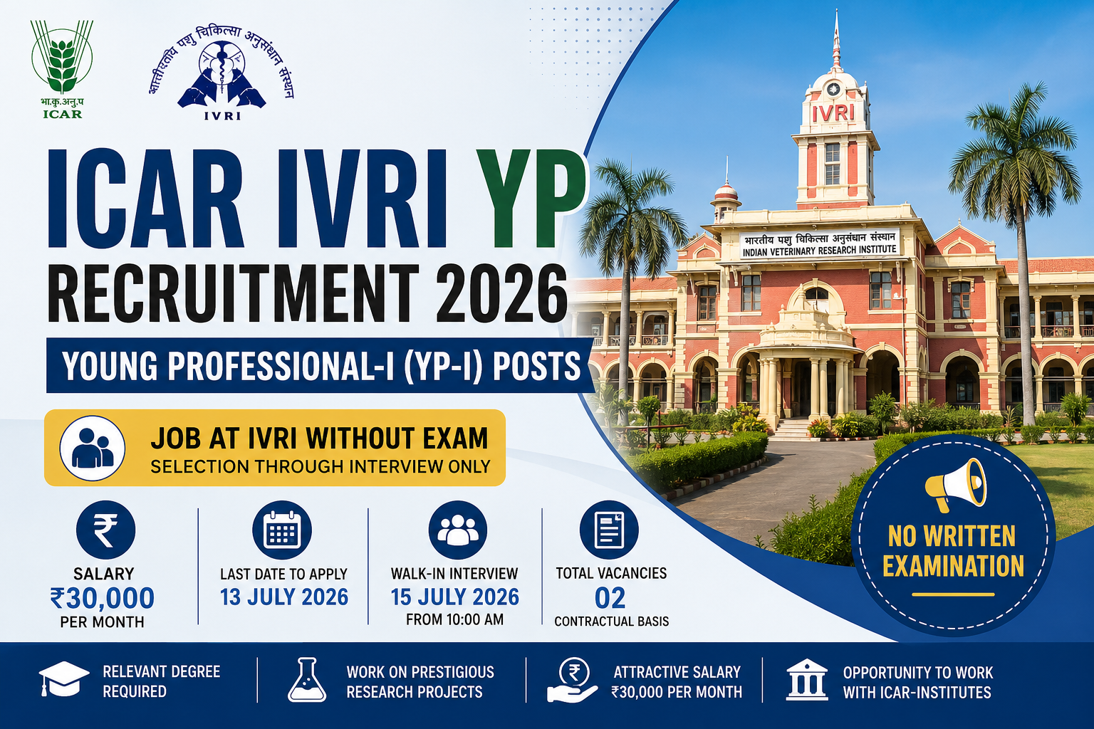 ICAR IVRI YP Recruitment 2026